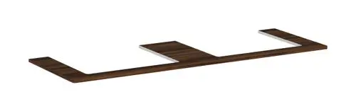Konsolenelement aus Holz mit zwei Ausschnitten, geeignet für Aufsatzwaschtische, präsentiert von Hansgrohe.